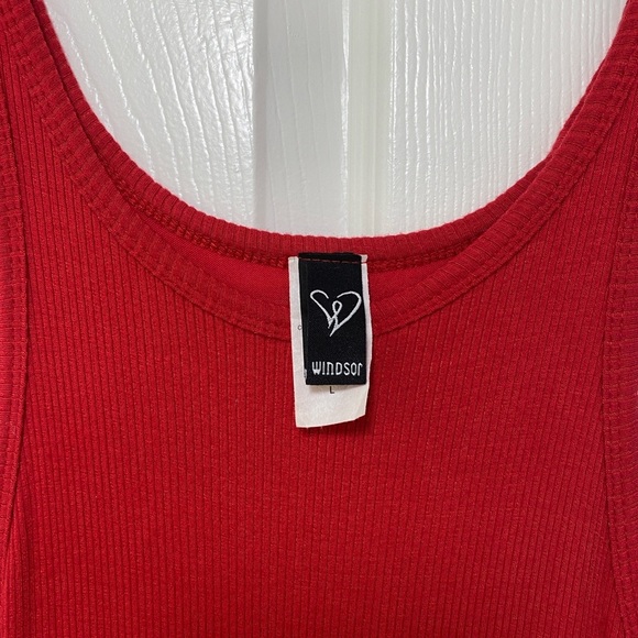 red windsor midi double lined dress L party bodycon tight summer rubbed soft - Picture 3 of 5